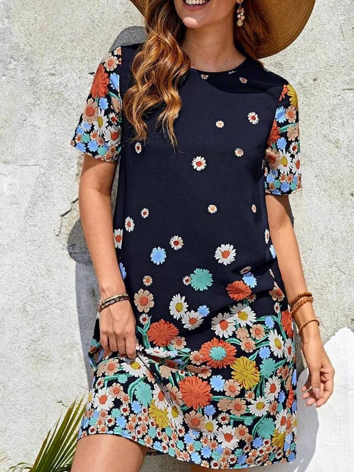 Daisy print T-shirt dress for wholesale by HIDDENBRAND