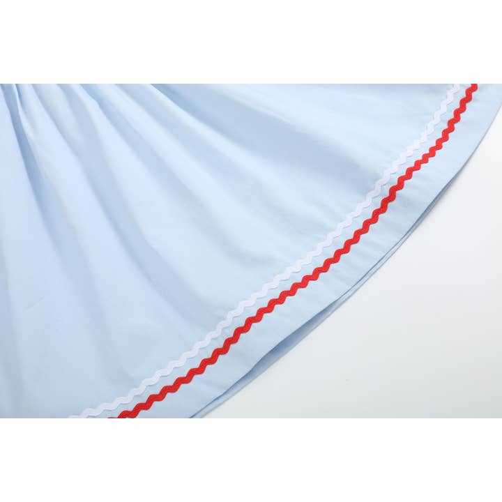 Lil Cactus - Wholesale Dress - Kids - Light Blue USA Flag Smocked Dress