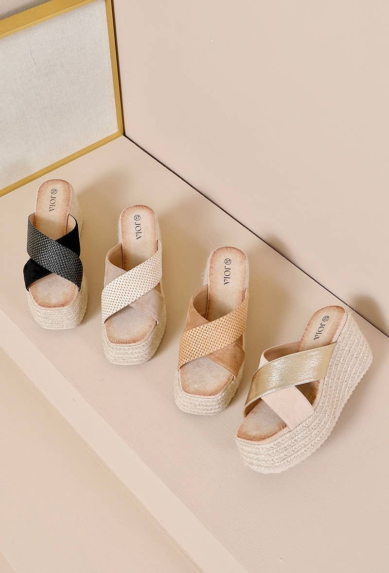 Joia Paris - Wholesale Wedges - Women's - Wedge espadrilles with crossed straps JN-915