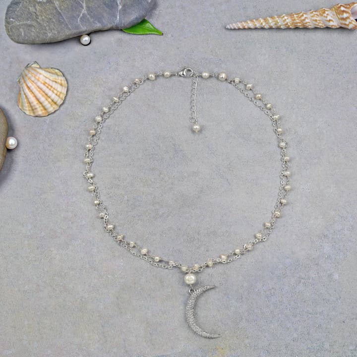 24C140 - Collar Resplandor de Perla Lunar para venta al por mayor de IST Jewelry