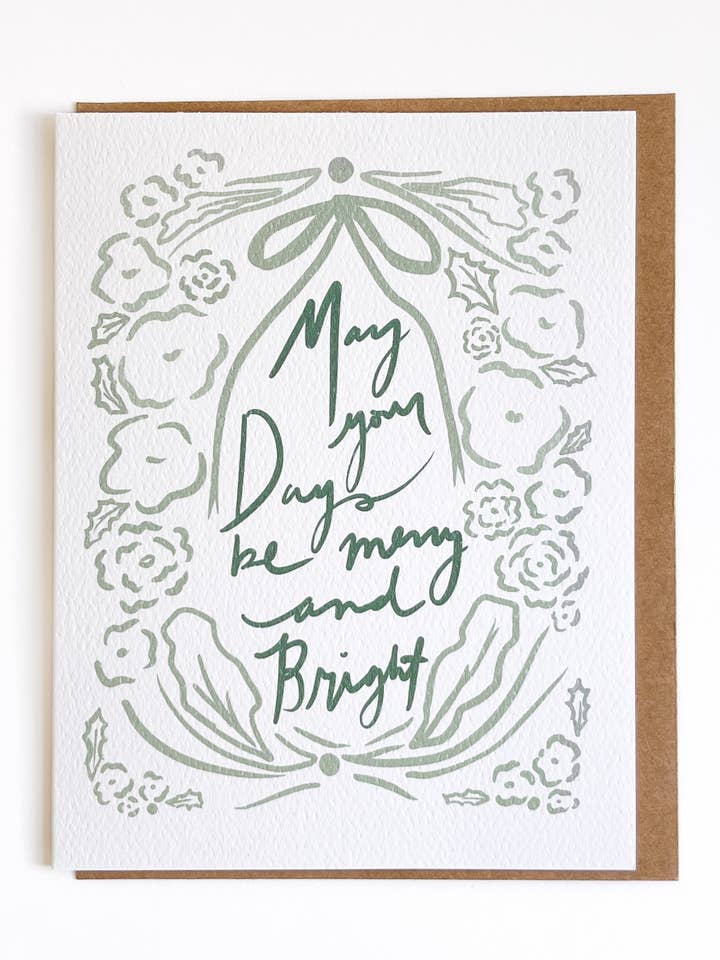 May Your Days Be Merry and Bright Card . for wholesale by Adonysse