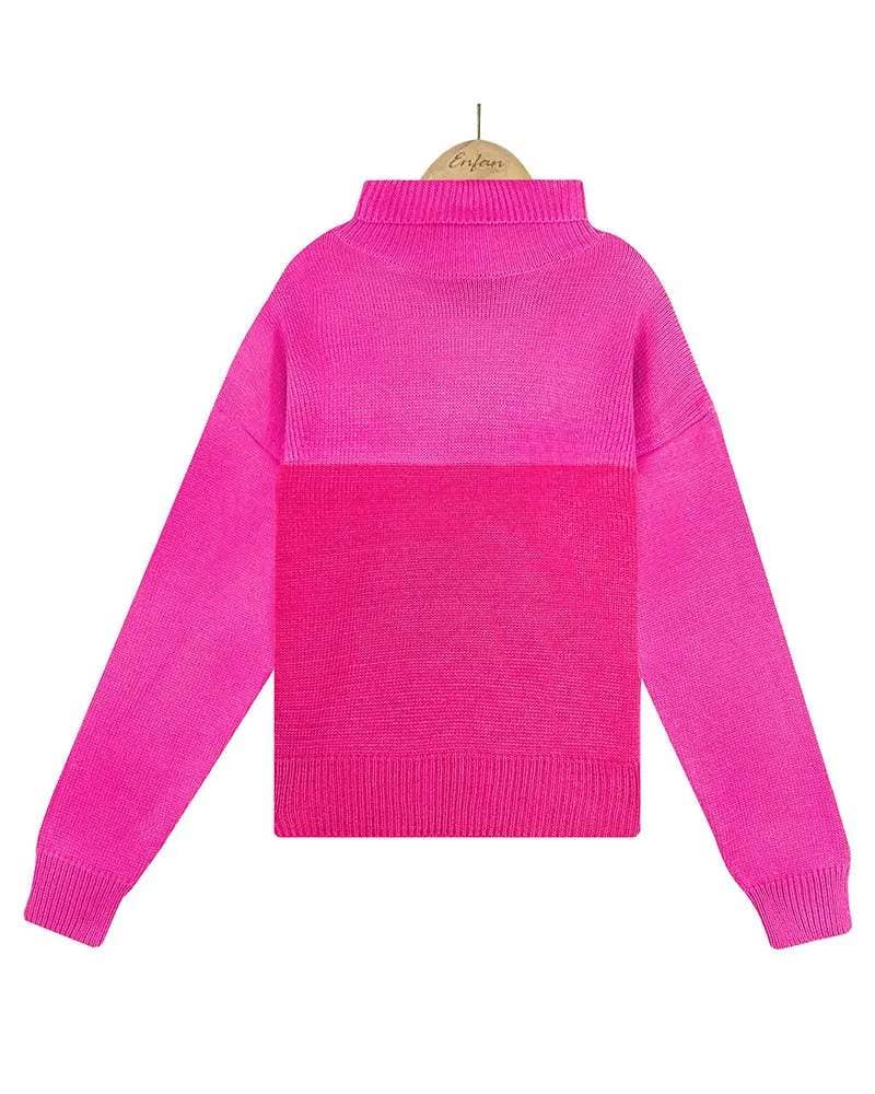 Fashion Combination – Pulôver - Mulher por atacado – Camisola de malha de manga comprida colorblock14