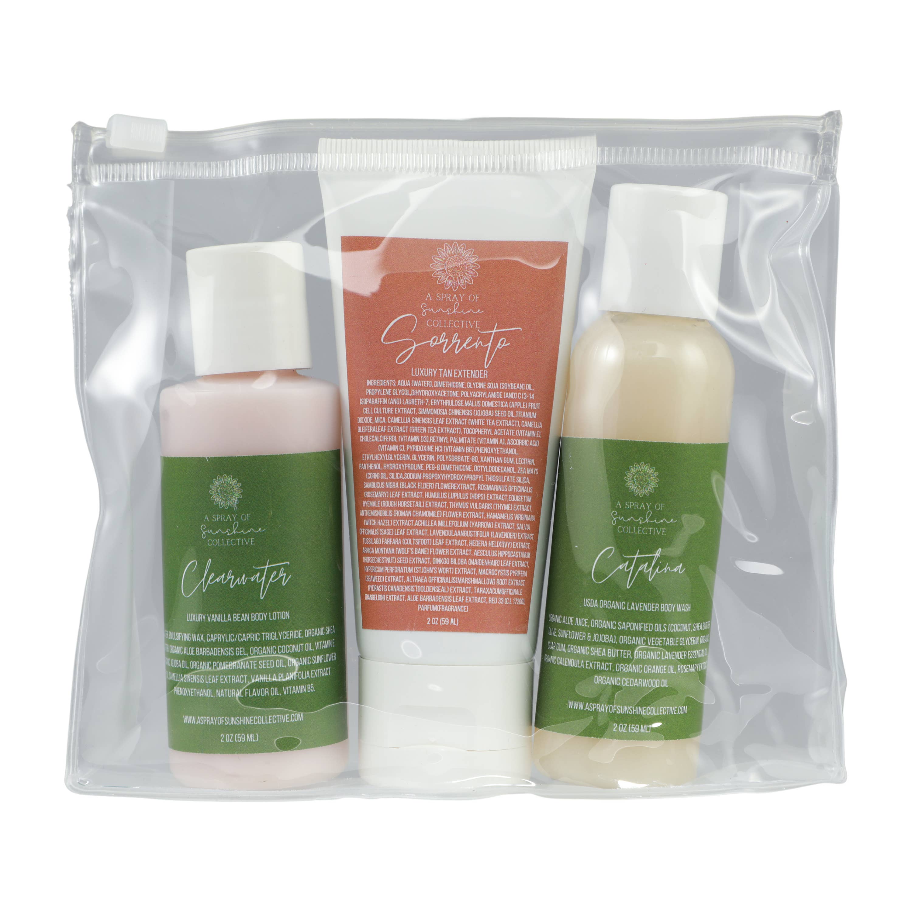 A Spray of Sunshine - Wholesale Bath & Body Set - Travel Kit: Body Wash + Tan Extender4