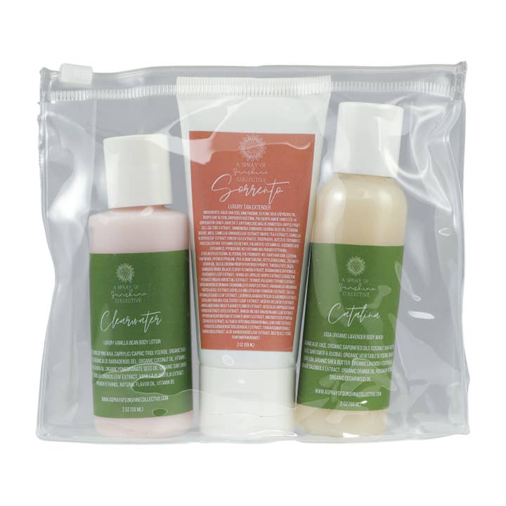 A Spray of Sunshine - Wholesale Bath & Body Set - Travel Kit: Body Wash + Tan Extender4