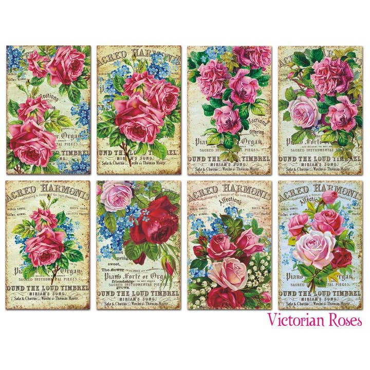 DECORER – wholesale Klippbok – Viktorianska rosor - MINI klippbokspapper1