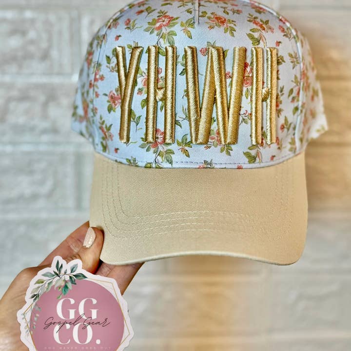 Floral YHWH Puff Embroidered Hat  and other Purchase Wholesale caps for embroidery. Free Returns & Net 60 Terms on Faire trending on Faire.