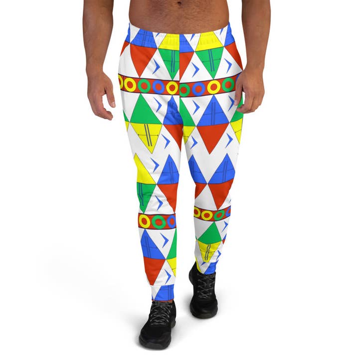 African Tribal Print Joggers til mænd - Sydafrika/Hvid for engroshandel hos STFU