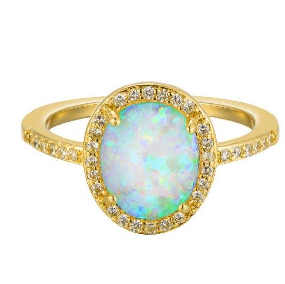 Blue Opal Ring | Organic Shape with CZ for wholesale by Heilo Jewelry