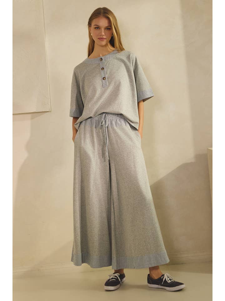 Oddi - Wholesale Top & Pant Set (NOT Loungewear) - Women's - Contrast-trim Henley Top And Pants Set7