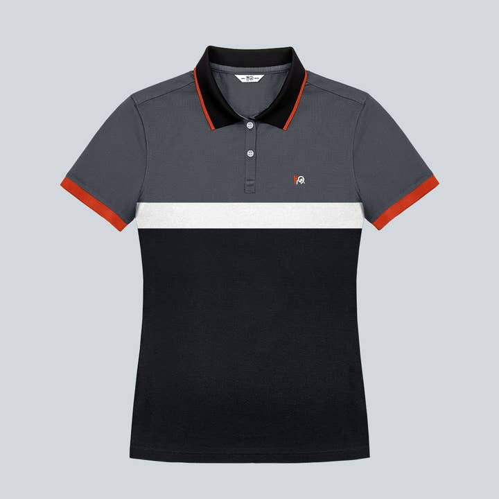 Rebirth D0203 2 H19 Polo de mulher cinza/ antracite com risca por atacado de H19