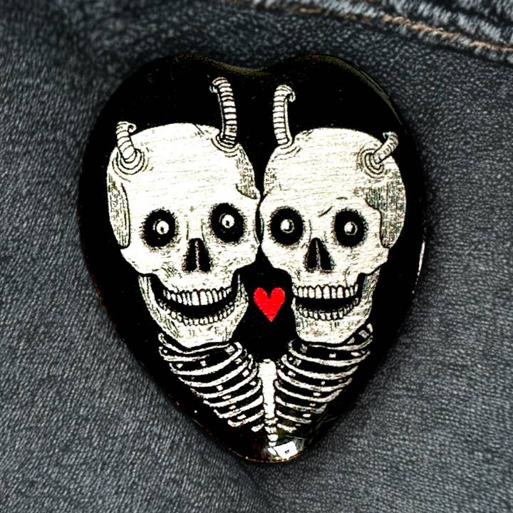 Skeleton Heart - Eco Enamel Pin Badge for wholesale by The Enamel Pin Factory