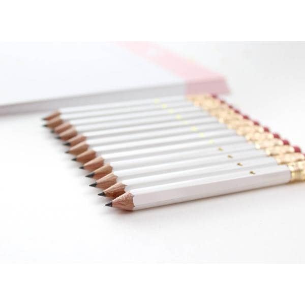 Inklings Paperie – wholesale Pencil – Mini Pencils - Gold Heart/White2