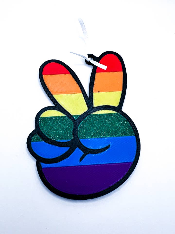 Rainbow Sign Hand Ornament - 3D Printed for wholesale by Printed Curiosities