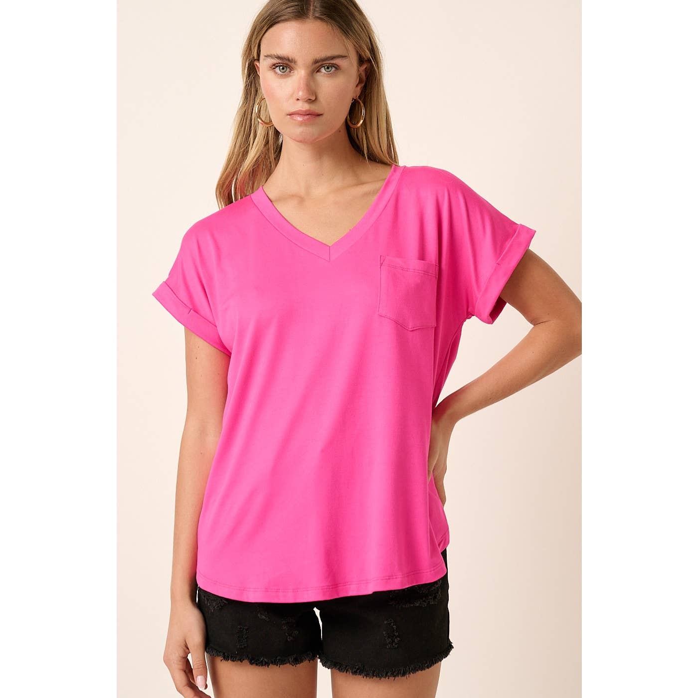 mittoshop – Engroshandel Strikket top - Dame – T9153 - DTY V-HALS MED 1 LOMMEDETALJE DOLMAN STRIKKET TOP9