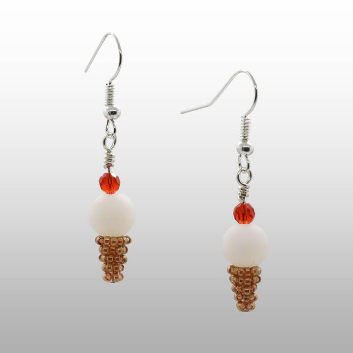 3D Beaded Ice Cream Cone Earrings for wholesale by Pretty Shiny Beads