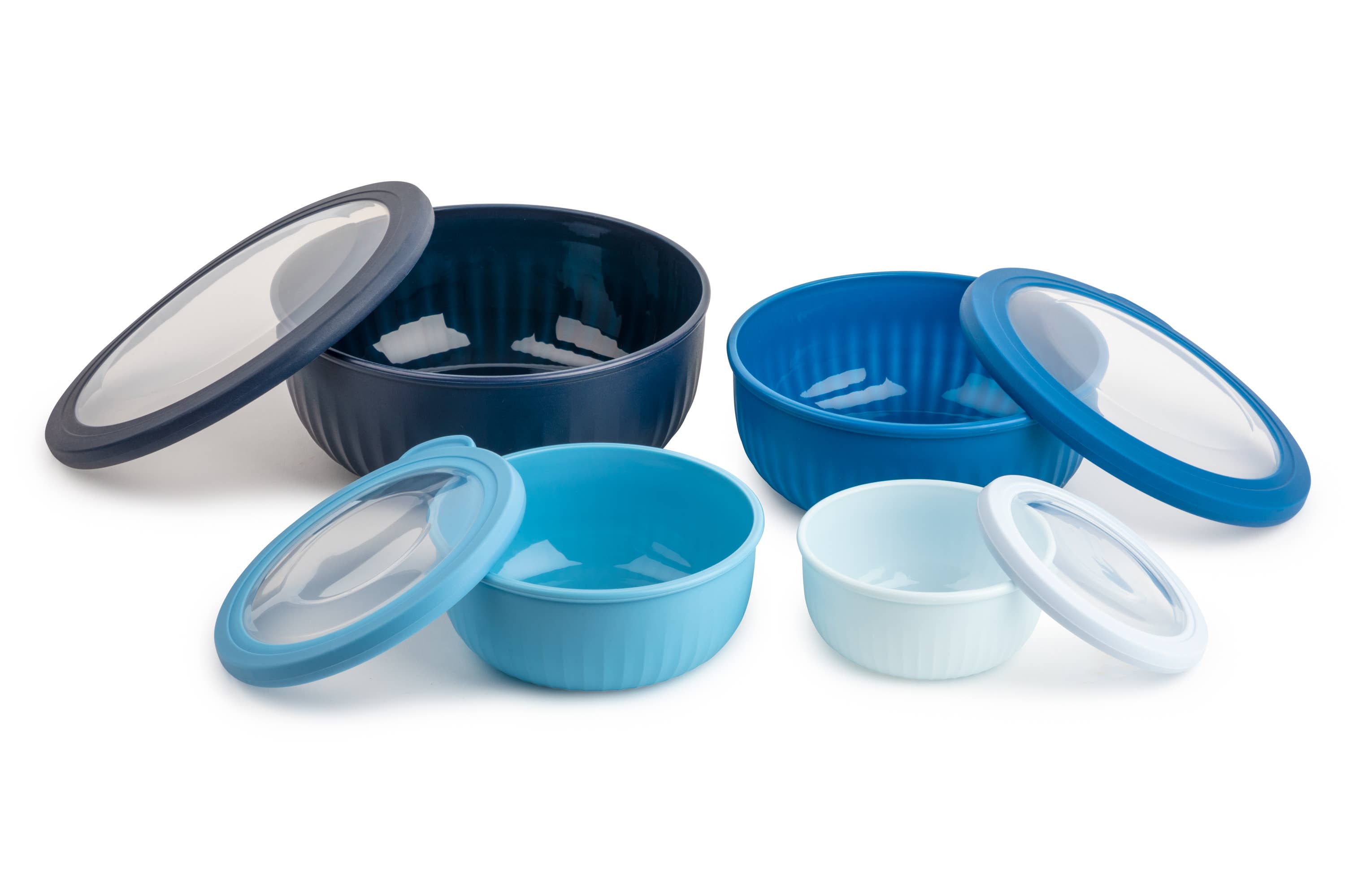 Core Home - Wholesale Food Storage Container - 8pc Ribbed Round Storage Bowls - 13.5oz/24.7oz/42.3oz/74.4oz3