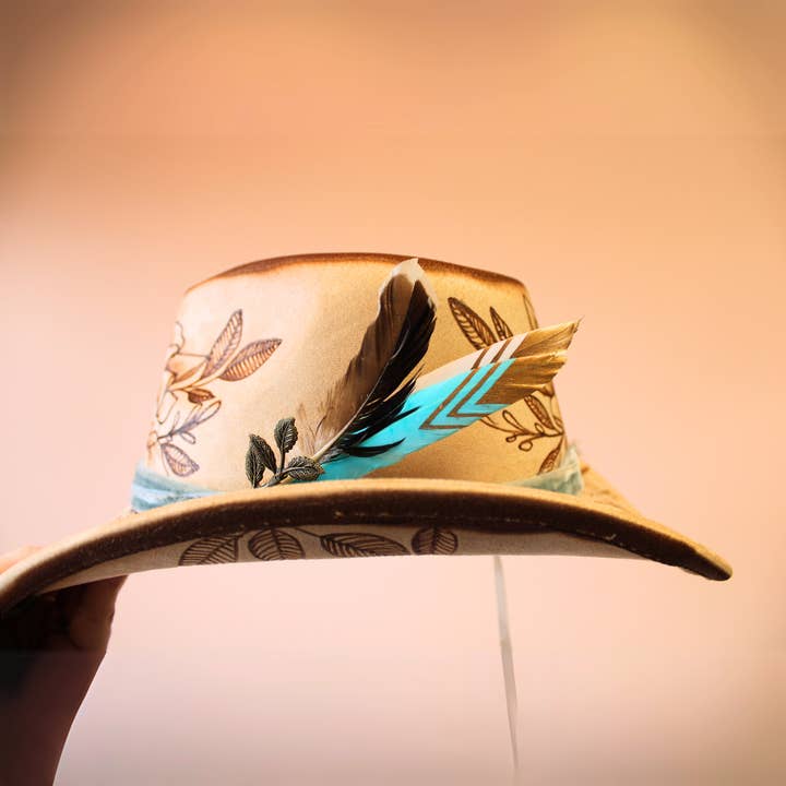 Wildflowers and Barley - Wholesale Hat Accessory - Women's - Handmade Teal & White Duck Feather Pick