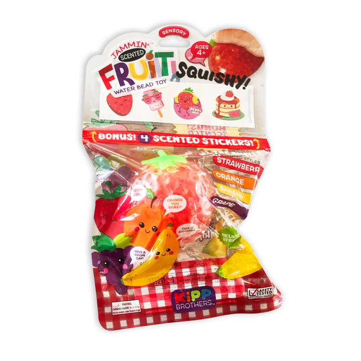 Novelty Brands - Wholesale Squishy Toy - Kids & Baby - So Much Fun! Scented Fruit BeadBall With Stickers - 12/Pack1