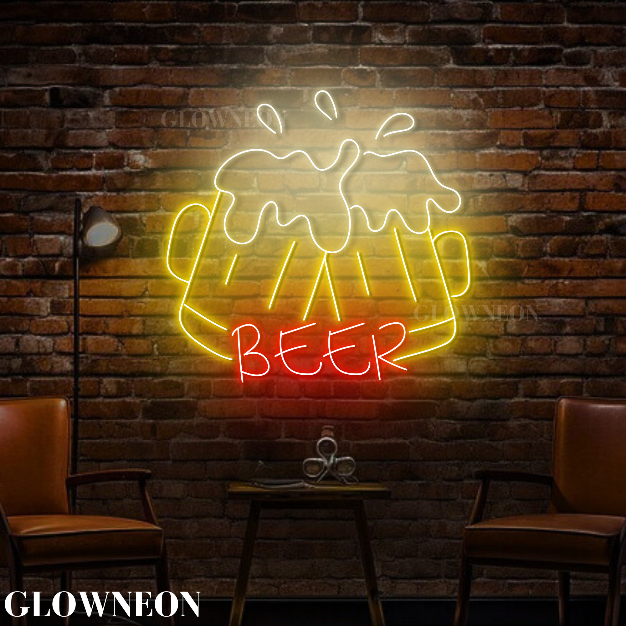 Glow Neon - Vente Enseignes néon - Enseigne Lumineuse en Verre à Bière, Enseignes Néon Ouvertes pour Décoration de Bar à Bière Pub0