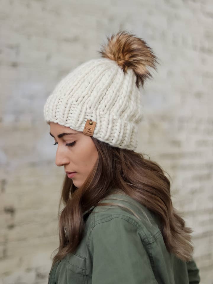 Economically Friendly Merino Wool Beanie with Design for wholesale by Wild Moon Studio Arts
