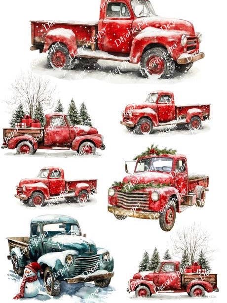 DRP286 - Vintage Christmas Truck - Rice Paper A4 for wholesale by Decoricepaper
