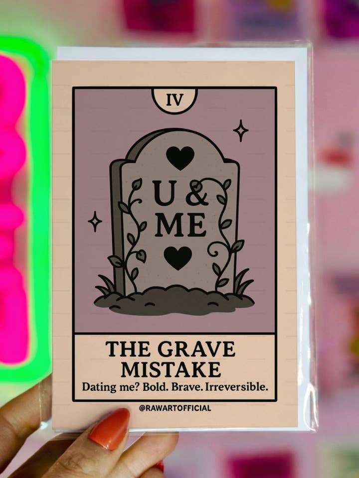 Carte d'amour gothique amusante • Carte de tarot Erreur funéraire Anniversaire, Cadeau de la Saint-Valentin pour la vente par Hot Mess Paper Co.