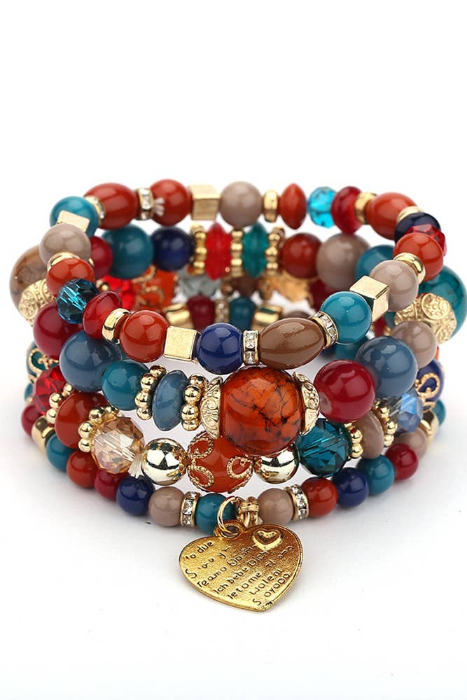 UNISHE – Großhandel Perlenarmband – Böhmisches mehrschichtiges Kristallherz-Perlenarmband ACC7977