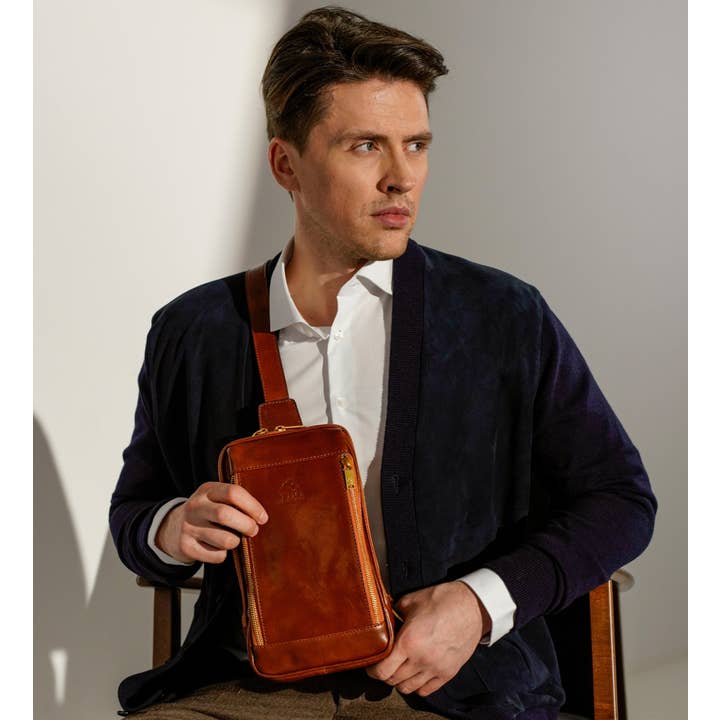 Time Resistance - Wholesale Crossbodytas - Heren - Leren Slingtas Borsttas - Kim22