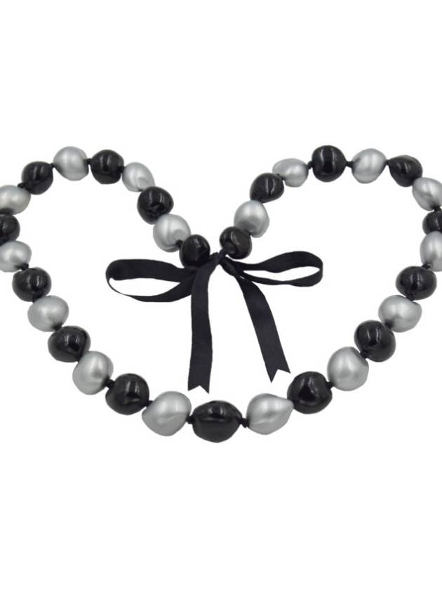 Silver & Black Kukui Nut Lei / Necklace for wholesale by DK Hawaii