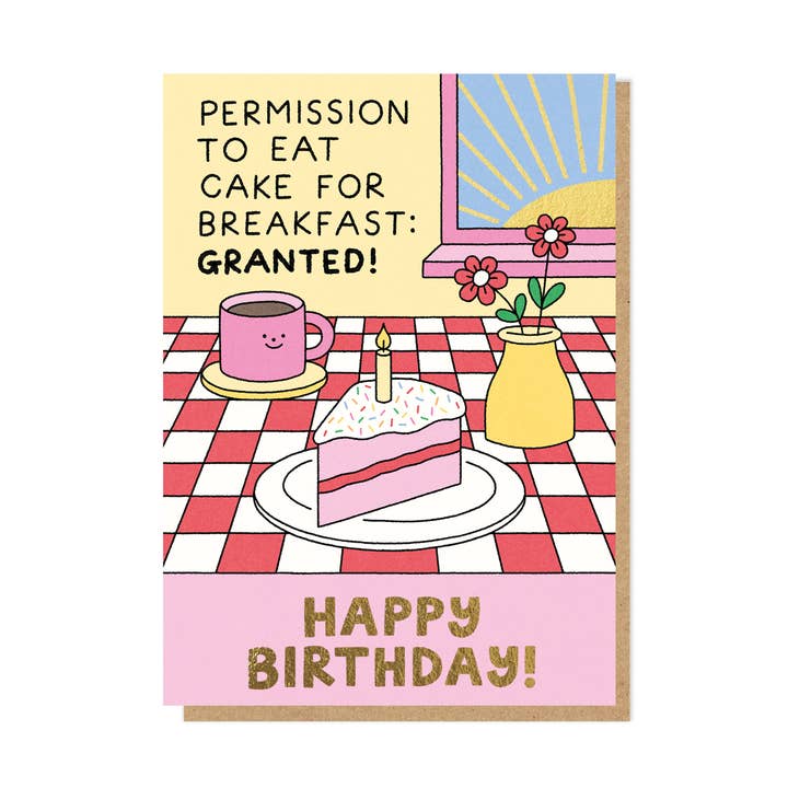 Carte Gâteau pour le Petit-Déjeuner | Carte d'Anniversaire | Carte de Luxe avec Feuille pour la vente par Stormy Knight