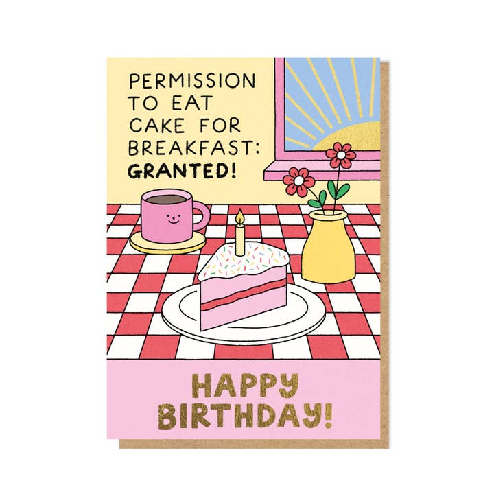Tårta till frukost-kort | Födelsedagskort | Lyxigt foliekort för wholesale av Stormy Knight