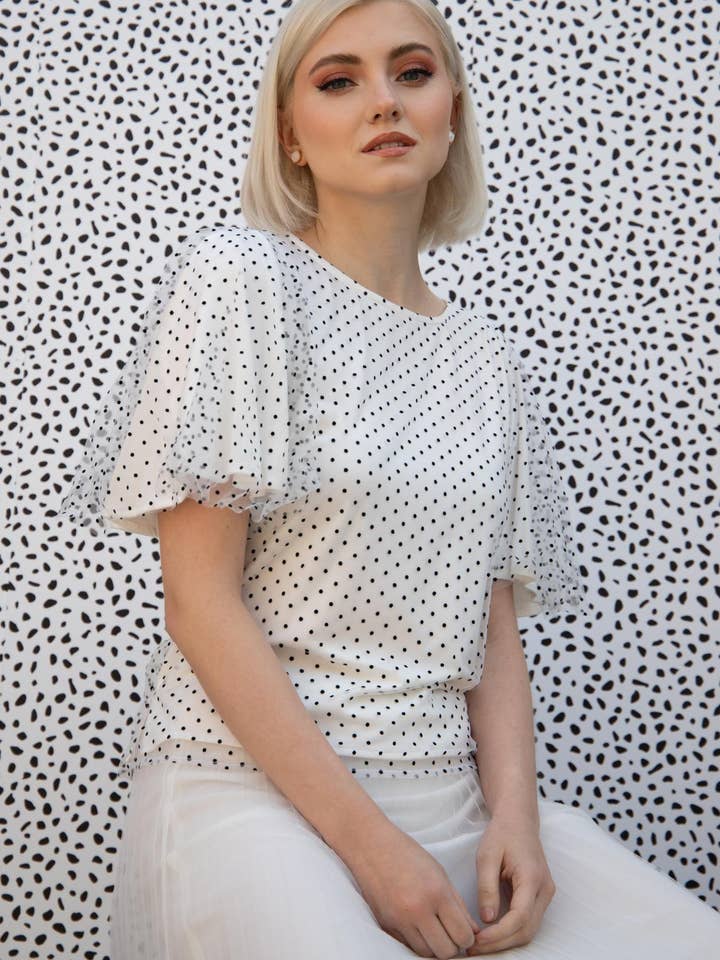 Suri Top - Macaroon Dot Tulle for wholesale by Eva Franco