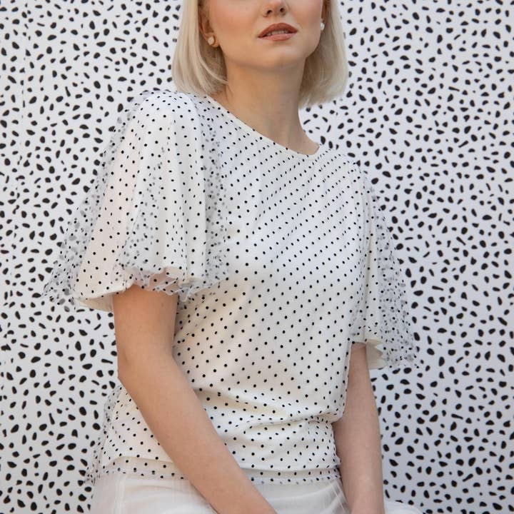 Eva Franco – Großhandel Bluse – Damen – Suri Top - Macaroon Dot Tüll0