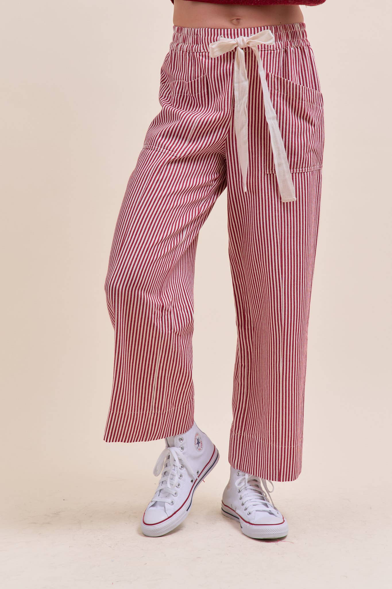 Black Offwht Stripe STRIPED WIDE LEG PANTS MP4461 for wholesale on Faire13