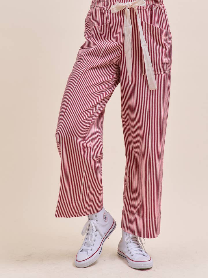 Black Offwht Stripe STRIPED WIDE LEG PANTS MP4461 for wholesale on Faire13