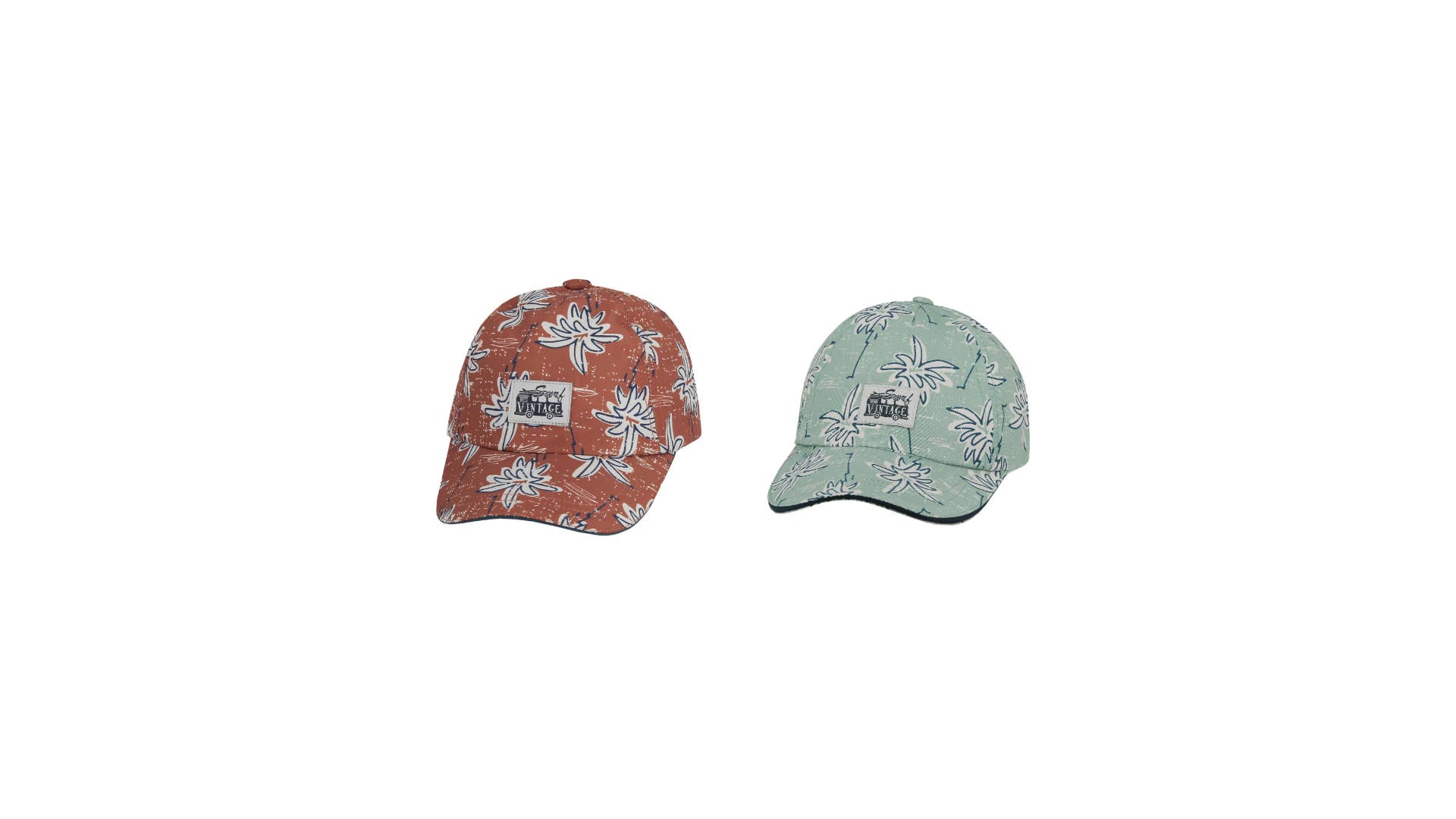 Complément Europe - Wholesale Baseball Cap - Kids - Palm tree print polyester cap Blue/Rust 621088865