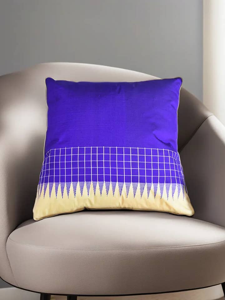 Handmade Decor Cushion Covers Geometric Silk Blue Pack of 2 for wholesale by Kika Home Collections