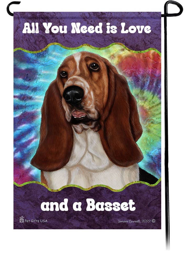 Bandera de jardín de Woofstock, color marrón y blanco, de Basset para venta al por mayor de Pet Gifts USA, LLC