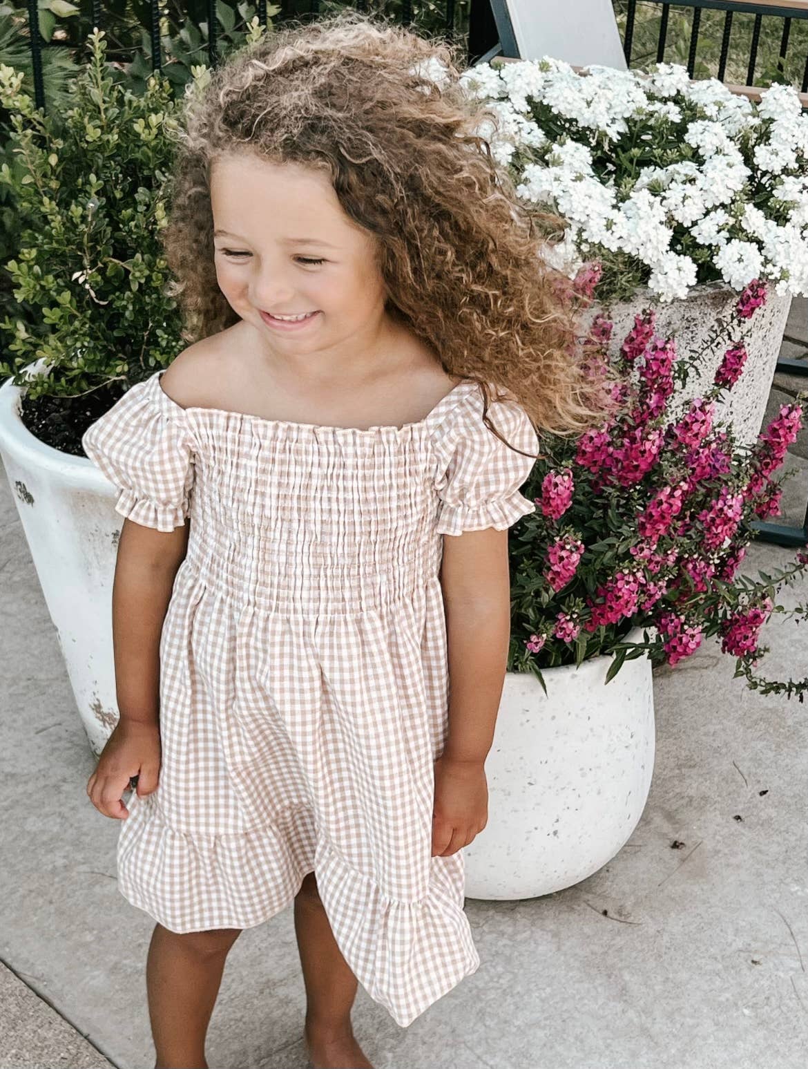 Melt Children's Clothing – Engroshandel Kjole - Børn – Tan Gingham Kjole3