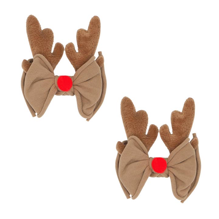 2PK NOVELTY BABY FAB CLIPS: rudolph for wholesale by Baby Bling Bows
