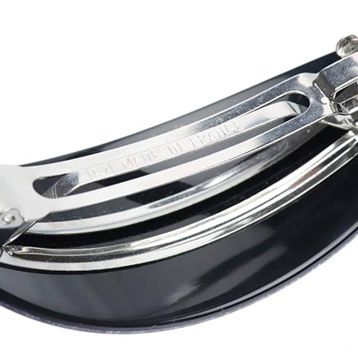 Parcelona - Wholesale Barrette - Women's - French Amie Glittery Oval Silver Large Handmade Celluloid Hair Clip Barrette2