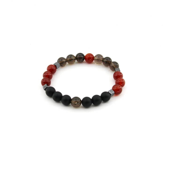 Omen Bazaar LLC - Venta al por mayor Pulsera de cuentas - Energía sexual: cuarzo ahumado, cornalina, obsidiana, hematita