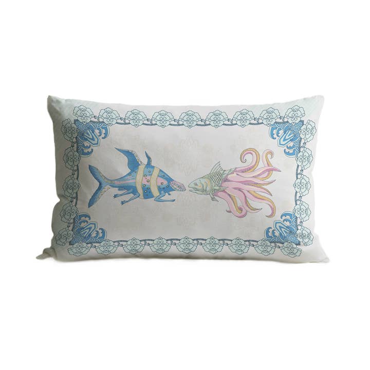 The Fish Organic Cotton Rectangle Cushion Cover for wholesale by GuanAnAn London