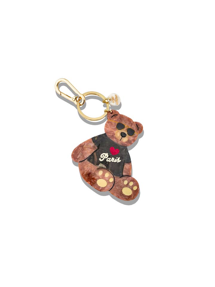 Hand-painted Paris Teddy Bear Bag Charm + Keychain for wholesale by Solar Eclipse