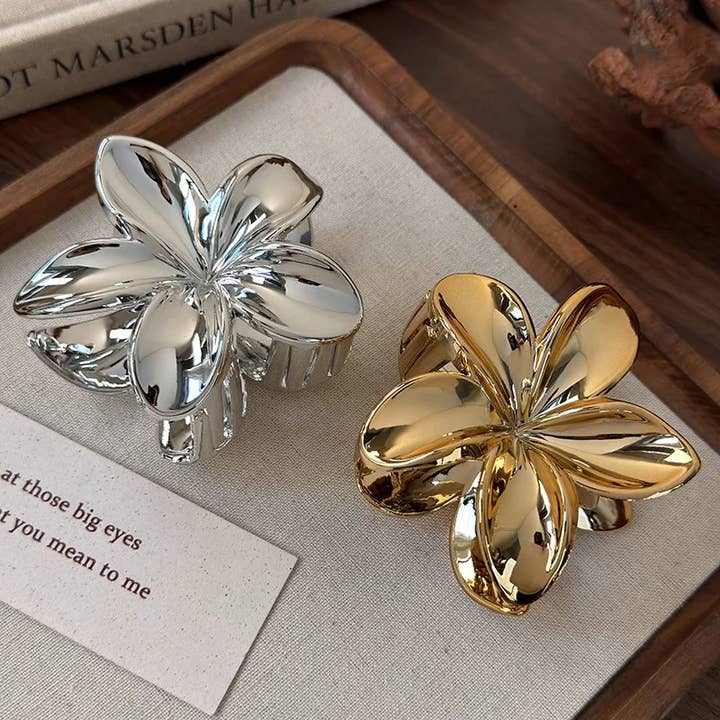 Elegant Plumeria Acrylic Hair Claw Clip for wholesale by Yaya's Luxe Wholesale