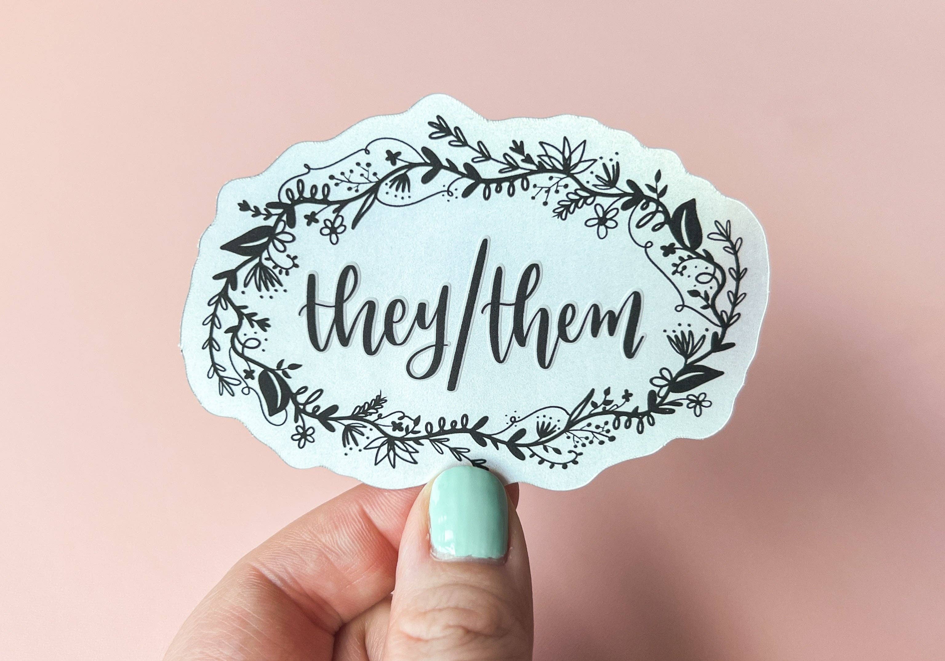 The Harpy Otter Co - Wholesale Sticker - They/Them Pronouns Sticker3