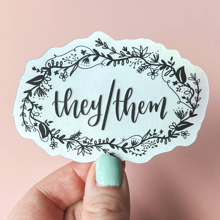 The Harpy Otter Co - Wholesale Sticker - They/Them Pronouns Sticker3