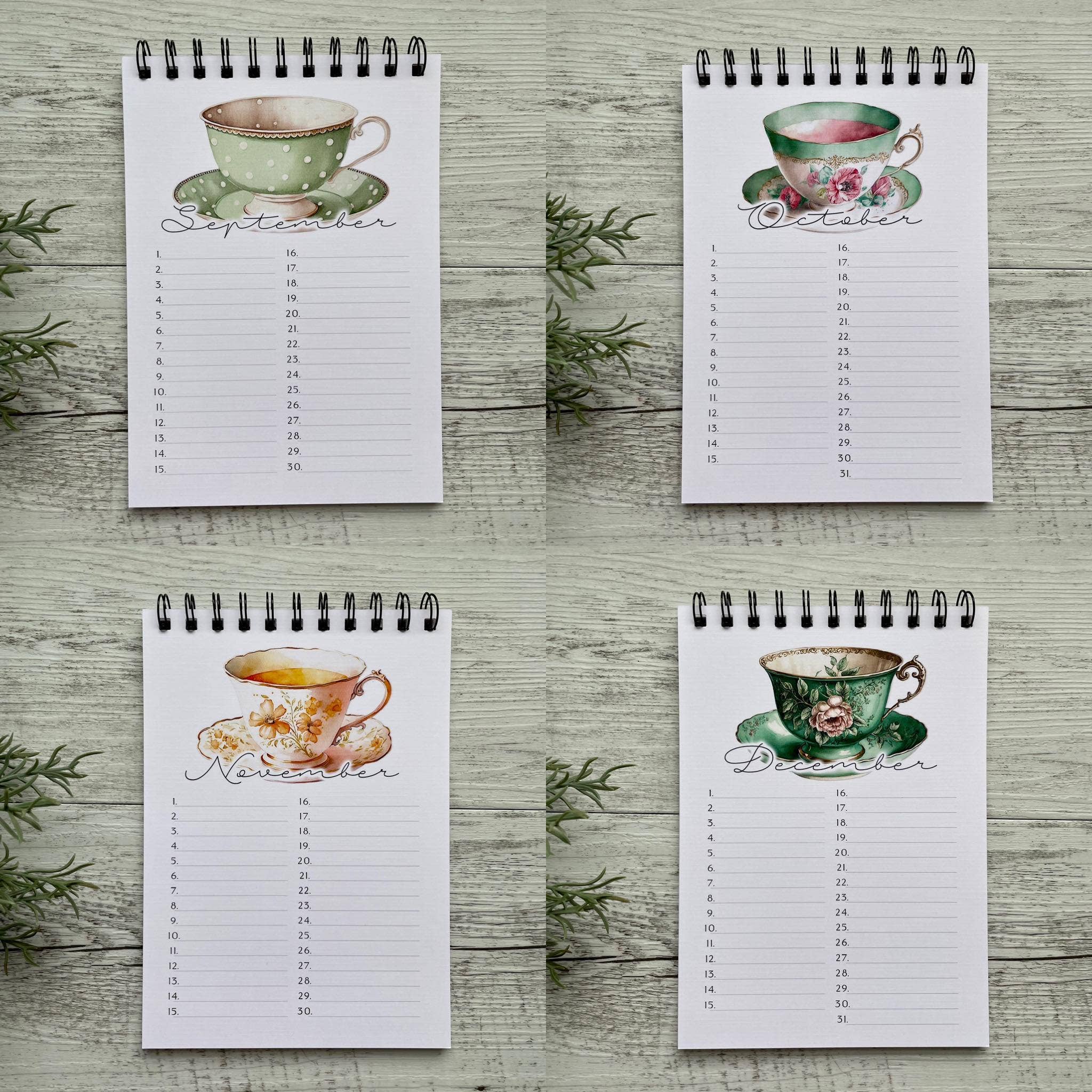 Scattered Seed Co - Wholesale Calendar - Vintage Teacups Perpetual Calendar - Birthday Record book5