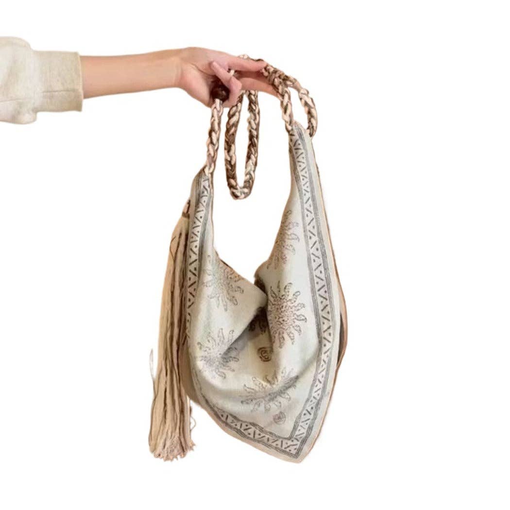 Funkyrel® Atzbranding Limited – Großhandel Tragetasche – Damen – Cosbai - Boho-Dreieckstasche mit Quasten5