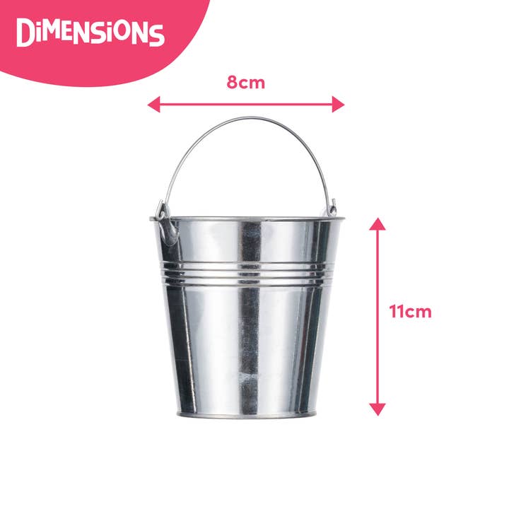 The Twiddlers - Wholesale Bucket/Pail - 12 Mini Metal Buckets with Handles
